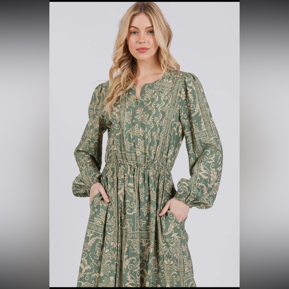 ShopEvelynne Green Paisley Maxi Dress, NWOT - Picture 2 of 6